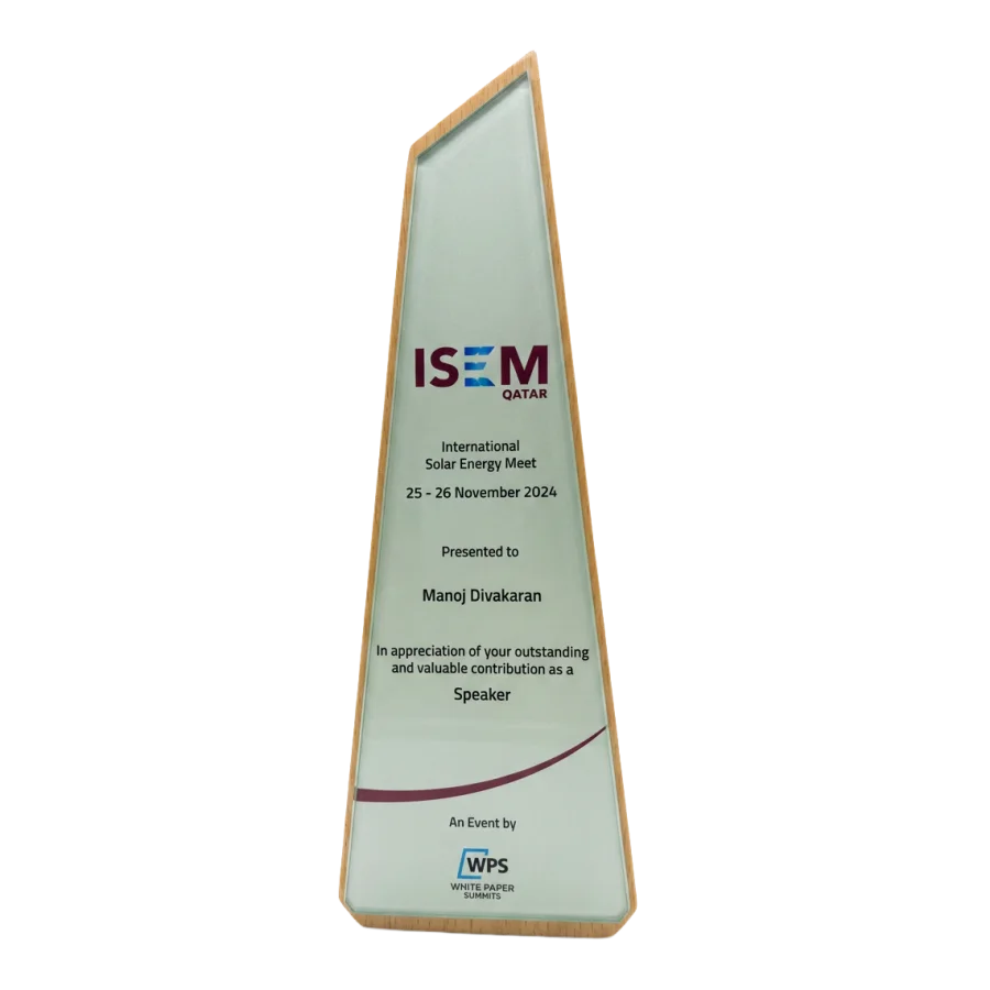 ISEM Qatar 2024 Speaker Appreciation Award presented to Manoj Divakaran
